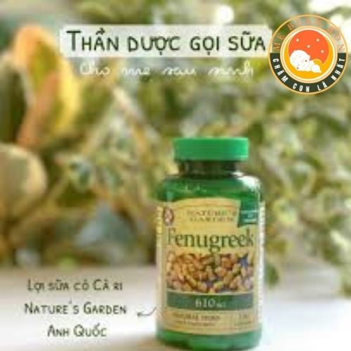 Lợi Sữa Fenugreek Nature's Garden 610mg Hộp 100 Viên của Anh giúp mẹ tăng sản lượng sữa, nguồn sữa thơm ngon cho bé