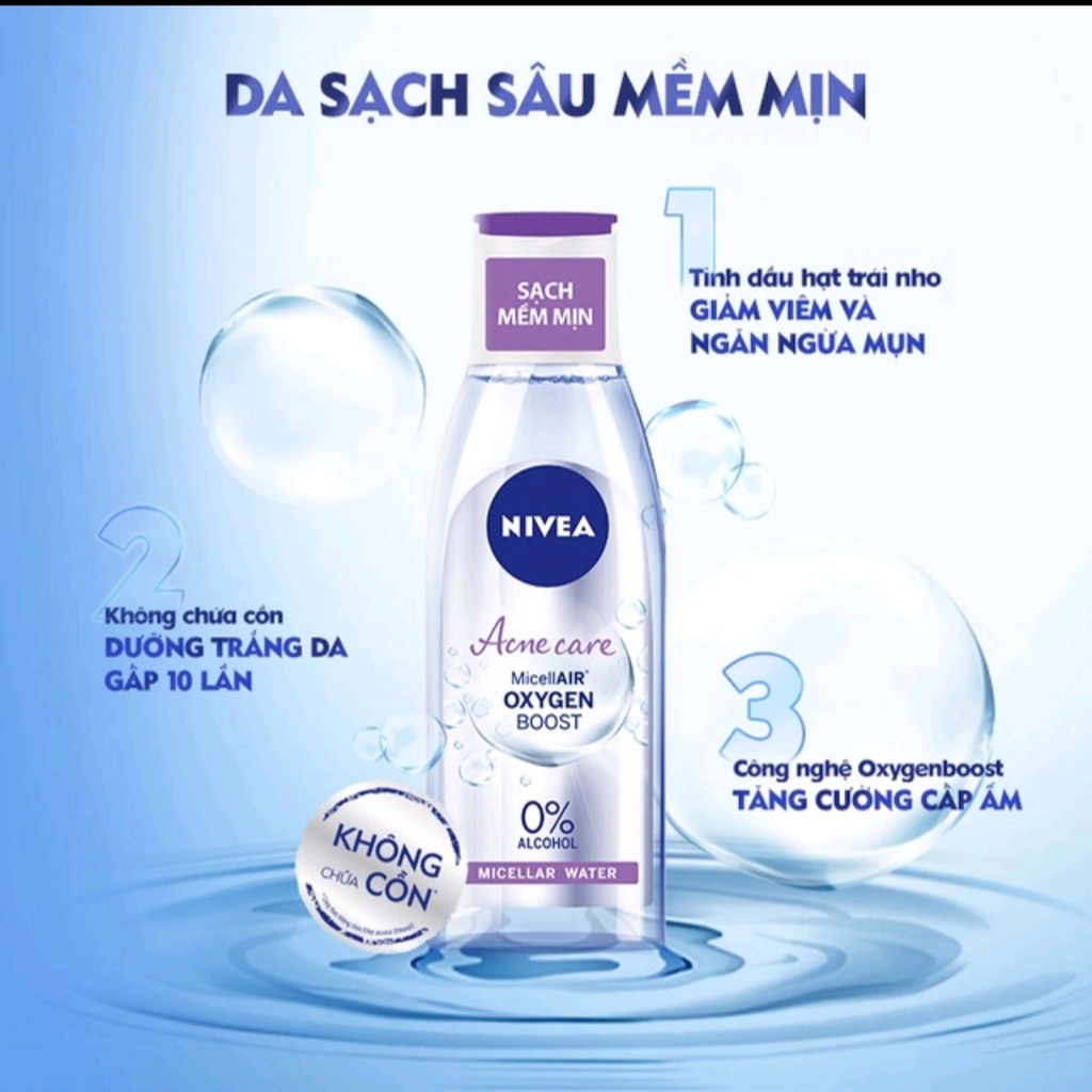 Nước tẩy trang NIVEA làm sáng da Pearl White Micellar Water 200ml