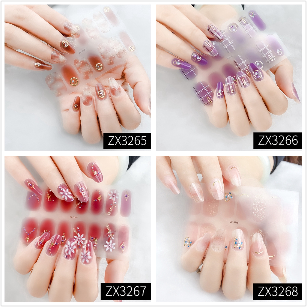 Bộ miếng dán trang trí móng tay nghệ thuật 3D ánh ngọc trai DIY ZX3241-3258