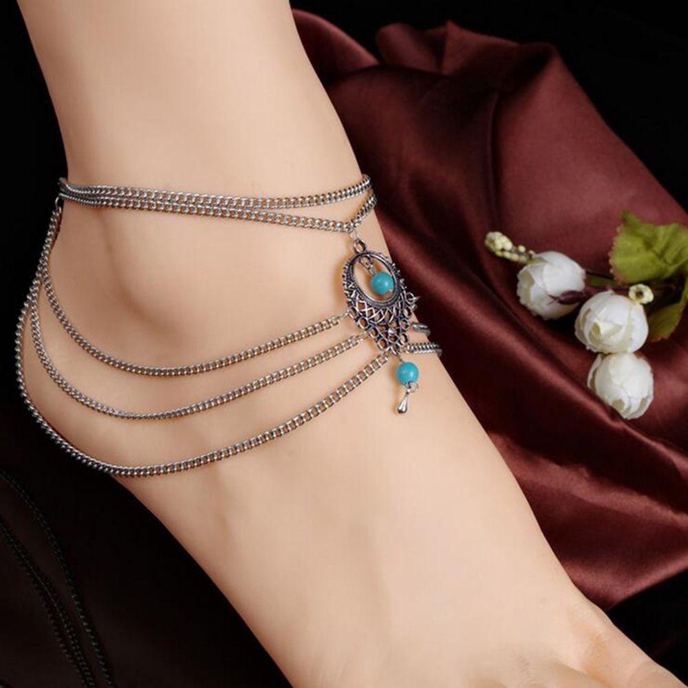 NEXTVN Lắc Chân Đính Đá Ngọc Lam Phong Cách Bohemian Thời Trang