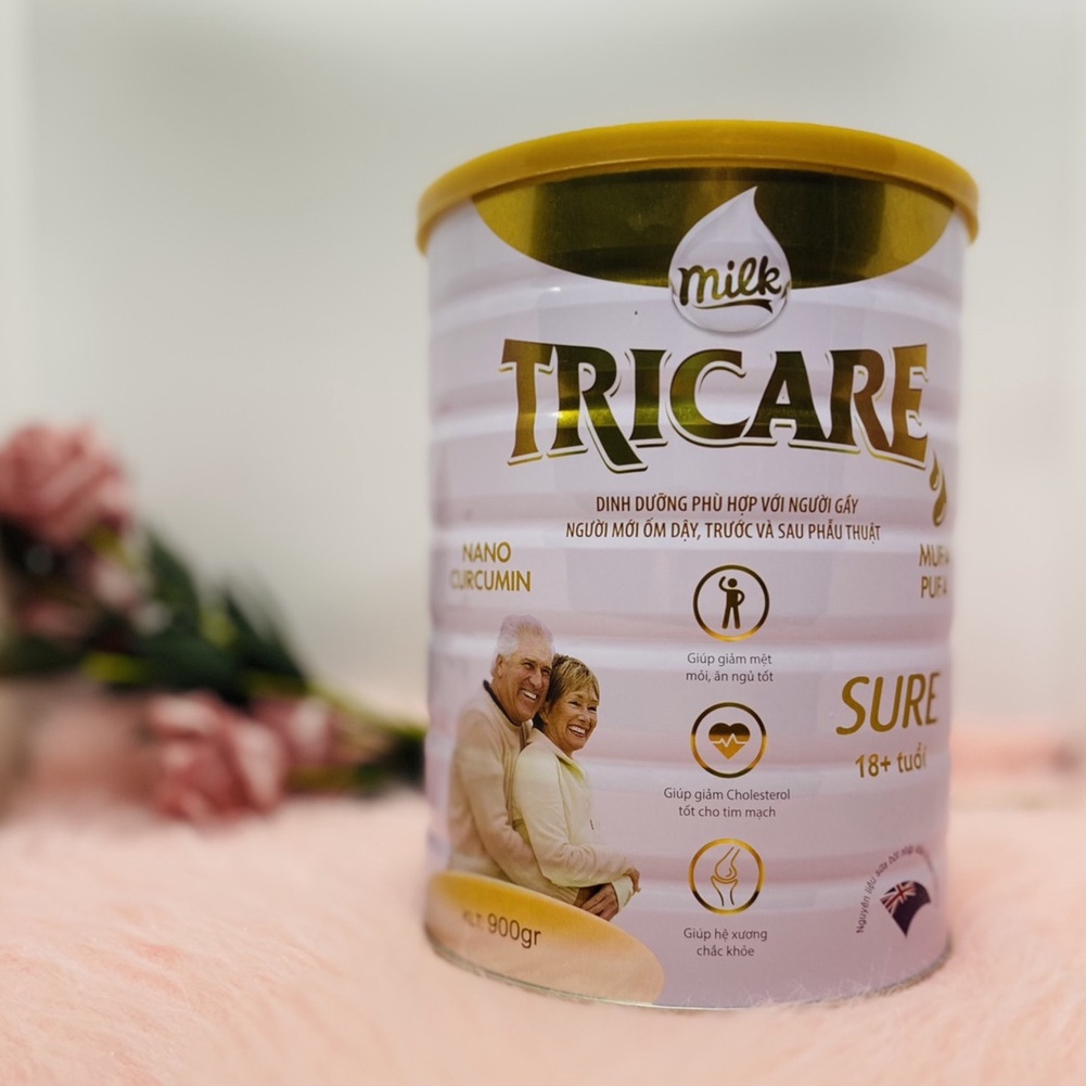 Sữa bột nguyên kem Sure Tricare, hộp 400-900g giúp bổ sung dinh dưỡng cho người gầy, người mới ốm dậy và mới phẫu thuật