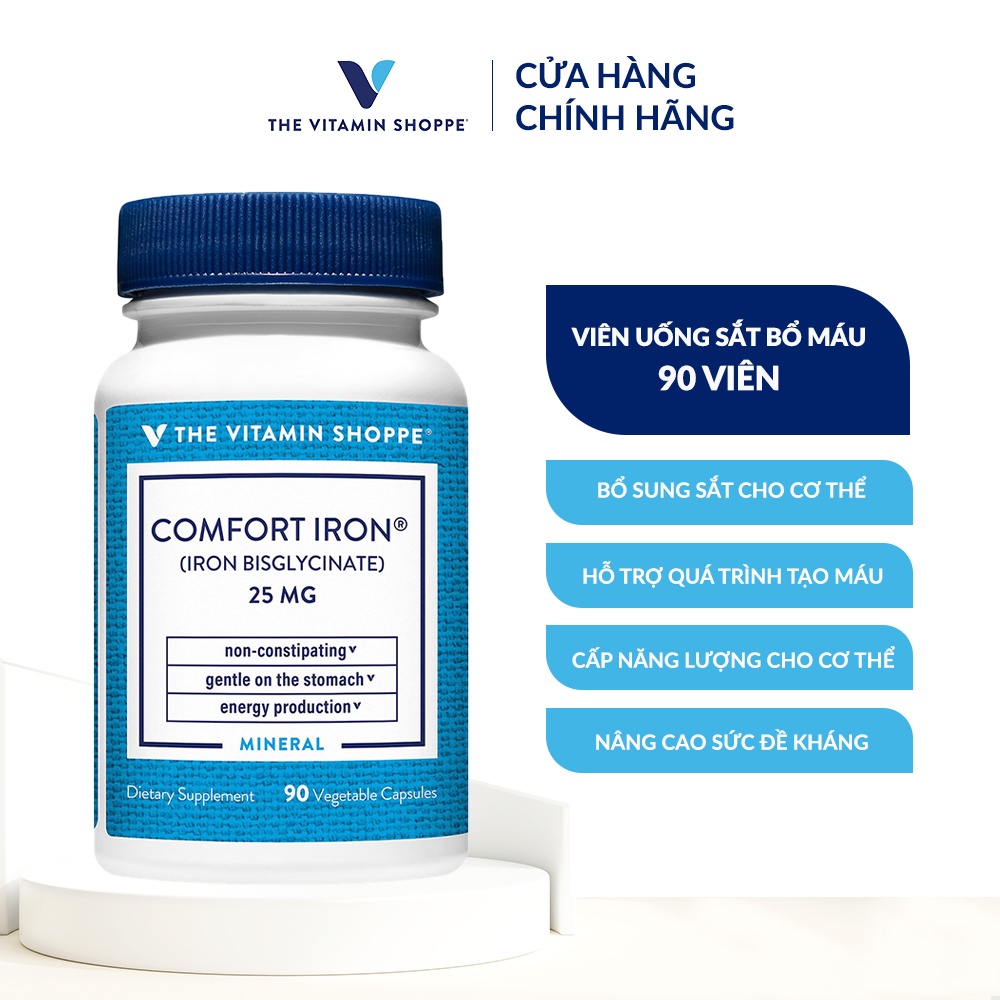 Viên uống sắt bổ máu THE VITAMIN SHOPPE Comfort Iron 90 viên