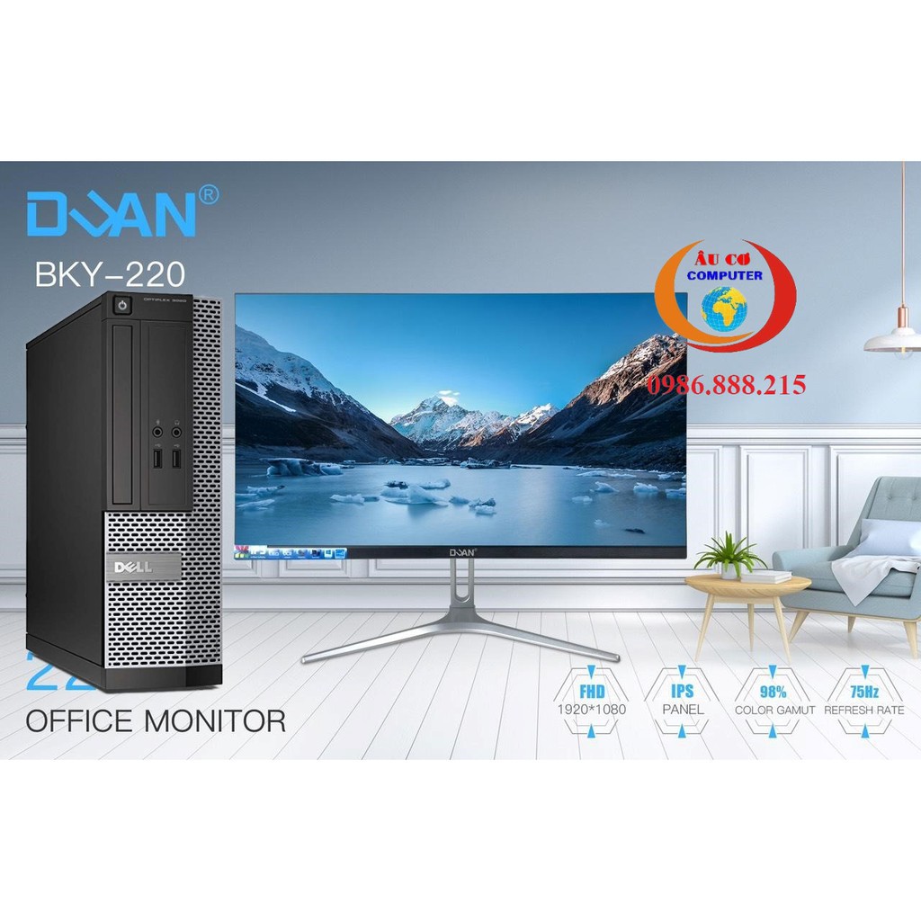 Bộ máy tính để bàn DELL , Màn hình 22 inch full viền , full HD ,Dung cho văn phòng , gia đình , bền khoẻ , đẹp siêu sang