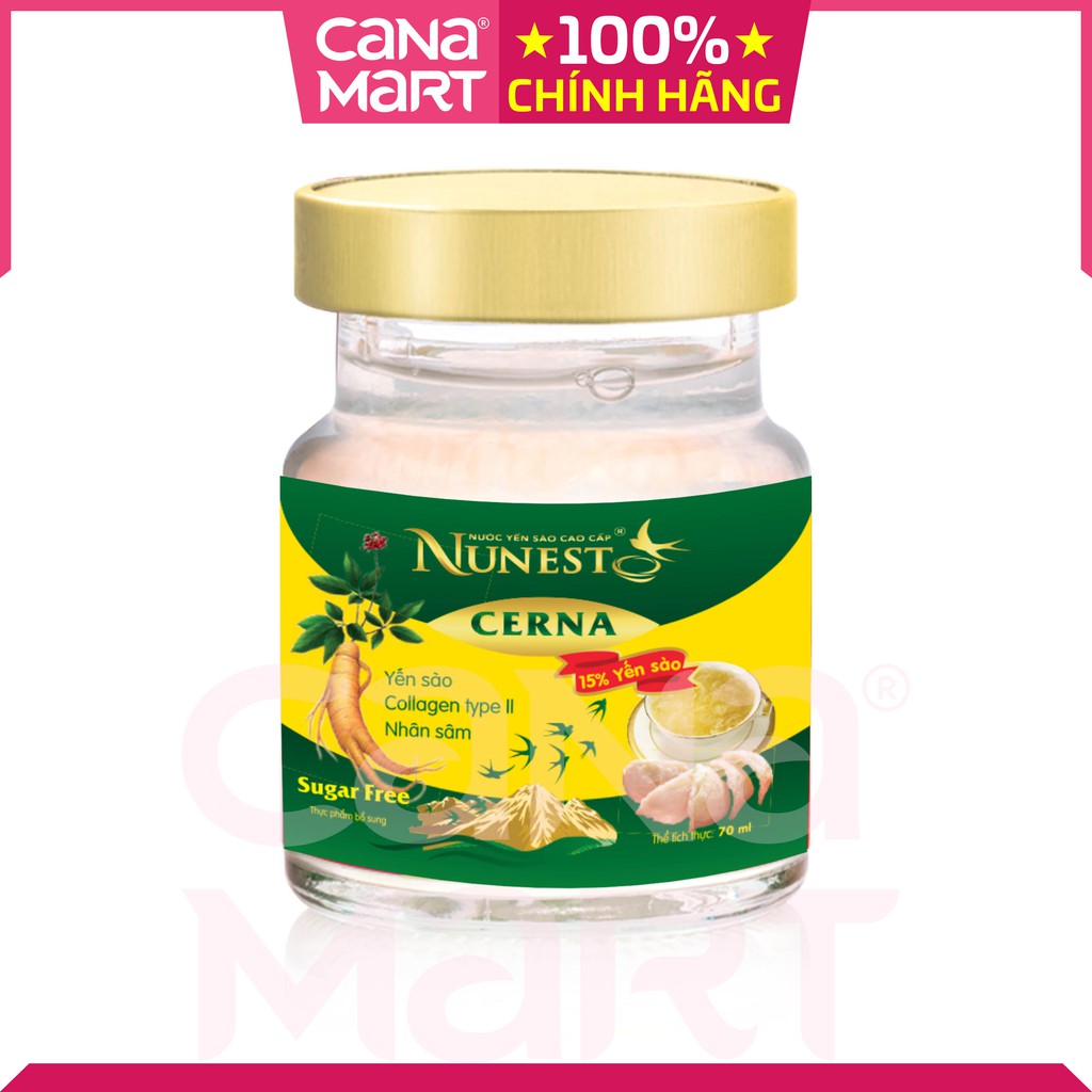 Nước yến sào Nunest Cerna dành cho người bệnh tiểu đường (6 lọ x 70ml)