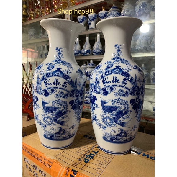 Lục Bình Tài Lộc Bát Tràng Cao 30cm, 35cm, 40cm Men Đẹp, Sứ Dày Dặn