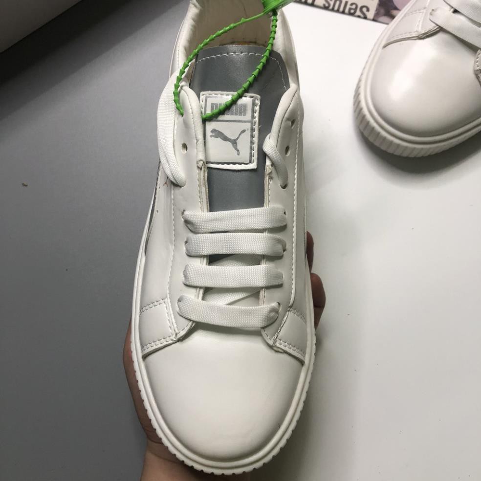 [TOP 1 SHOPEE] Giày Thể Thao Sneaker PM Trắng Phản Quang Vạch Đế Đúc, Da Cao Cấp Full Size Nam Nữ