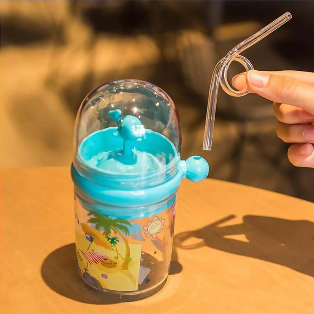 Bình uống nước có ống hút và vòi xịt bằng nhựa hình cá voi dễ thương cho bé