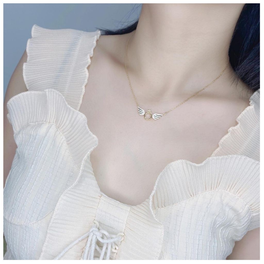 DÂY CHUYỀN BẠC NỮ ĐÔI CÁNH THIÊN THẦN TẶNG VÒNG CHỈ ĐỎ MAY MẮN | BigBuy360 - bigbuy360.vn