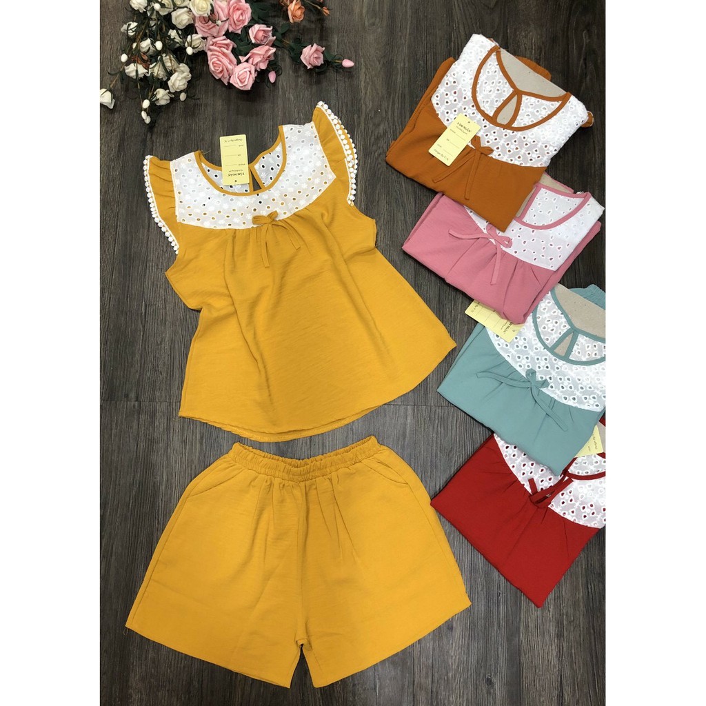 bộ đùi vải đũi đắp ren cubis shop