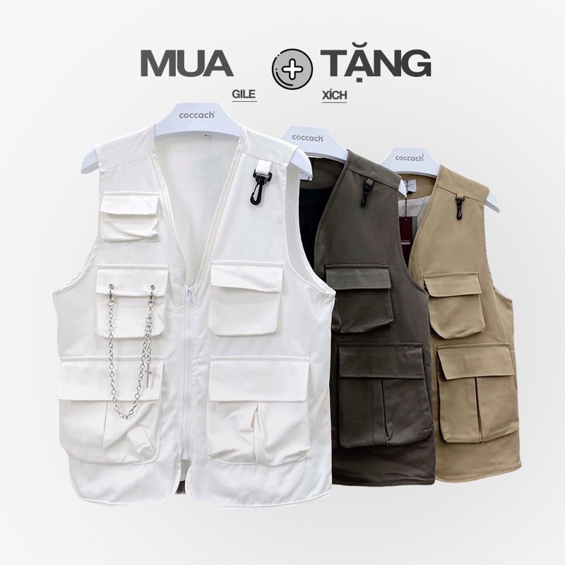 Áo gile nam nữ kaki túi hộp AK9520 by COC CACH - Hàng mới về