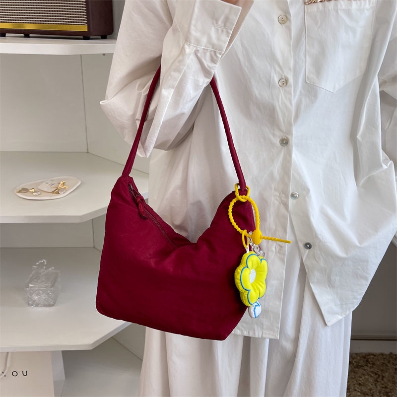 Túi Đeo Vai Bằng Vải Canvas Nylon Mềm Màu Trơn Thời Trang Cho Nữ Có 6 Kiểu