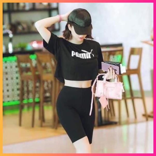 Quần legging dáng Lửng màu Đen Cho Nữ Cuộn Tím