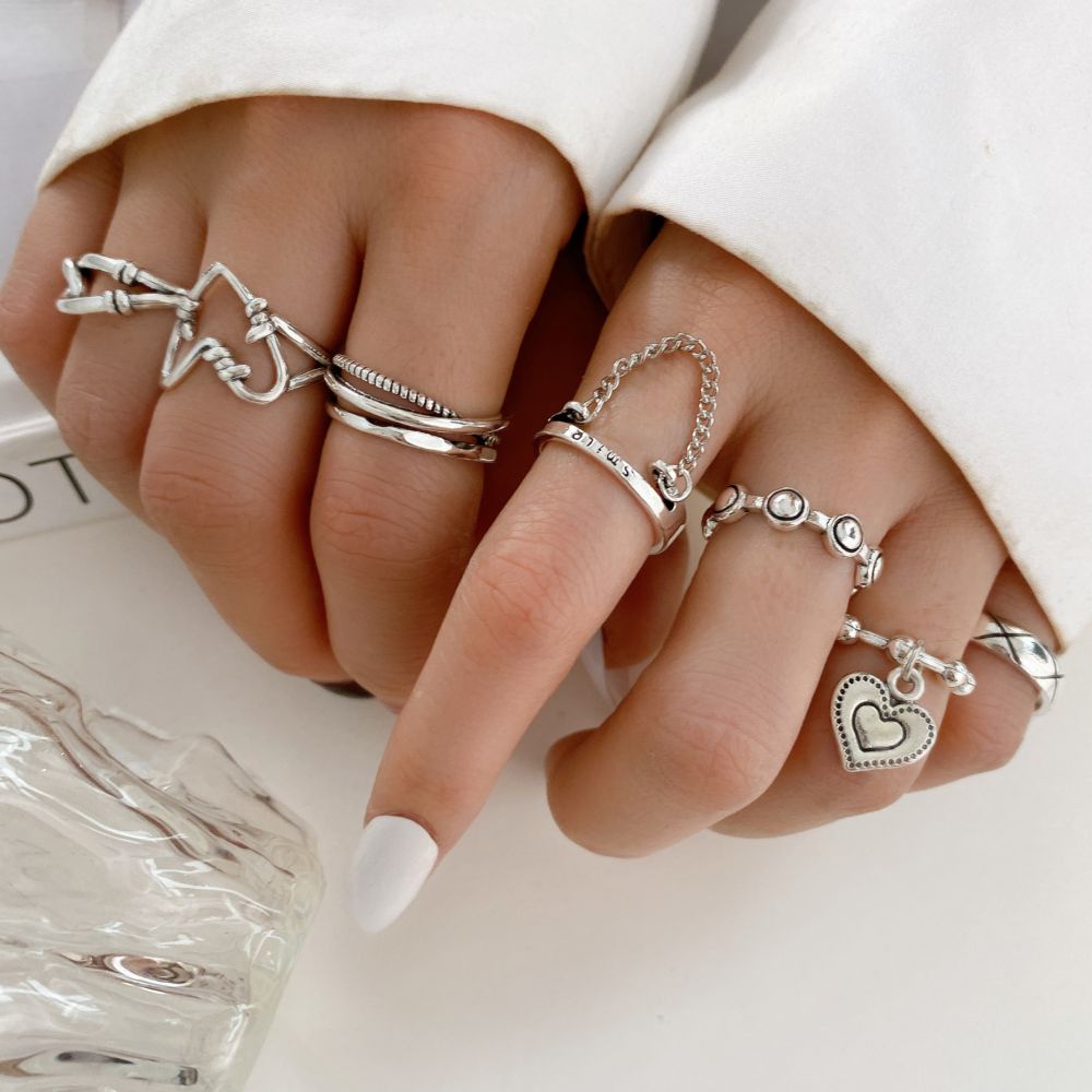 Set 7 Nhẫn Bạc Thời Trang Nữ Tính