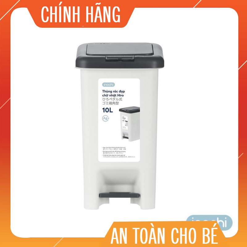 Thùng rác đạp chữ nhật Inochi 10L (tiêu chuẩn Nhật Bản)