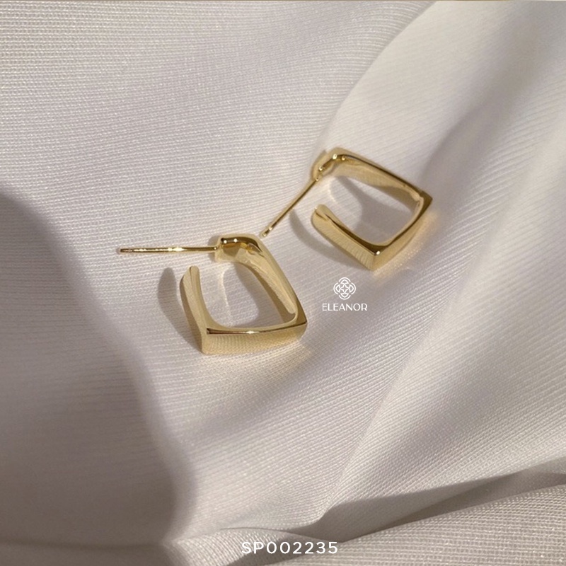 Bông tai nữ chuôi bạc 925 Eleanor Accessories hình vuông sang chảnh khuyên tai basic phụ kiện trang sức 2235