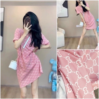 Đầm polo hoạ tiết 1 màu kem V2698 Aholic