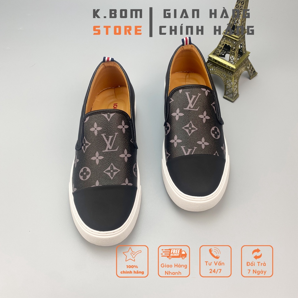 Giày Lười Nam Slipon  LV D26  - Giày Nam Đẹp In hoạ tiết