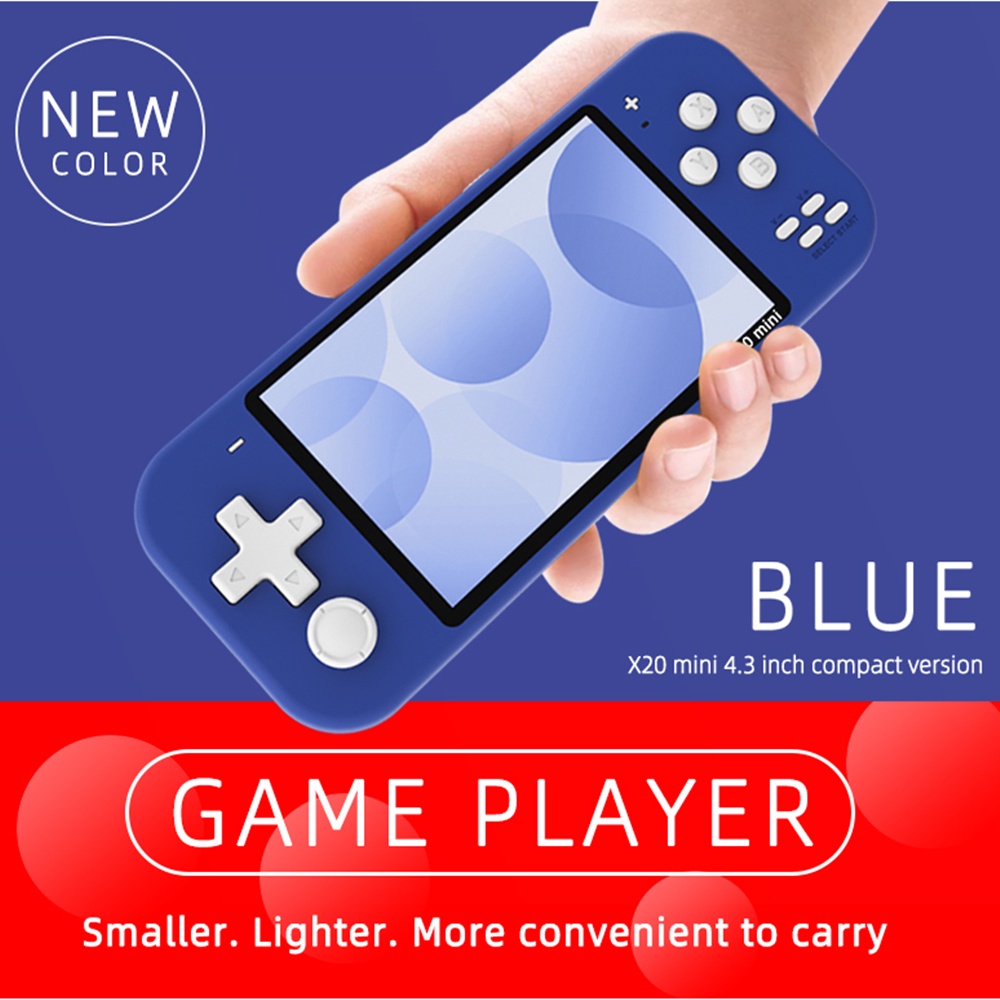 Máy chơi game cầm tay 4.3 inch IPS X20mini tích hợp 3500 trò thẻ nhớ 8G Pin 2500mAh