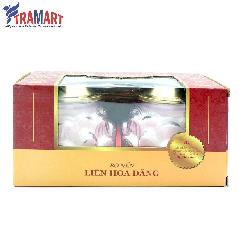 Bộ nến LIÊN HOA ĐĂNG - Hộp 2 hũ nến thơm hình hoa sen Lucky Prayer LUC6088 (Hồng)