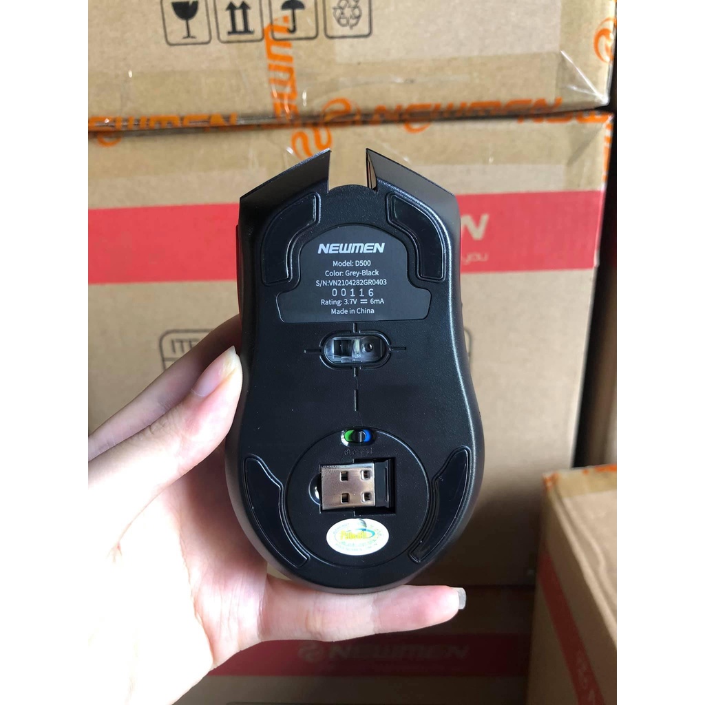 Chuột máy tính không dây Gaming NEWMEN D500 Dual Mode – Bluetooth 5.0 &amp; 2.4Ghz - Hàng chính hãng