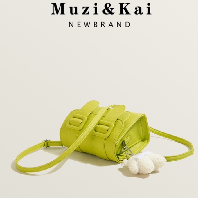 🌸Hàng Order🌸 Túi Xách Muzi&kai Chính Hãng Da Chần Nắp Dính Dây Da Đeo Móc Gấu Trang Trí Sang Chảnh Nữ Tính 🌸 Quảng Châu