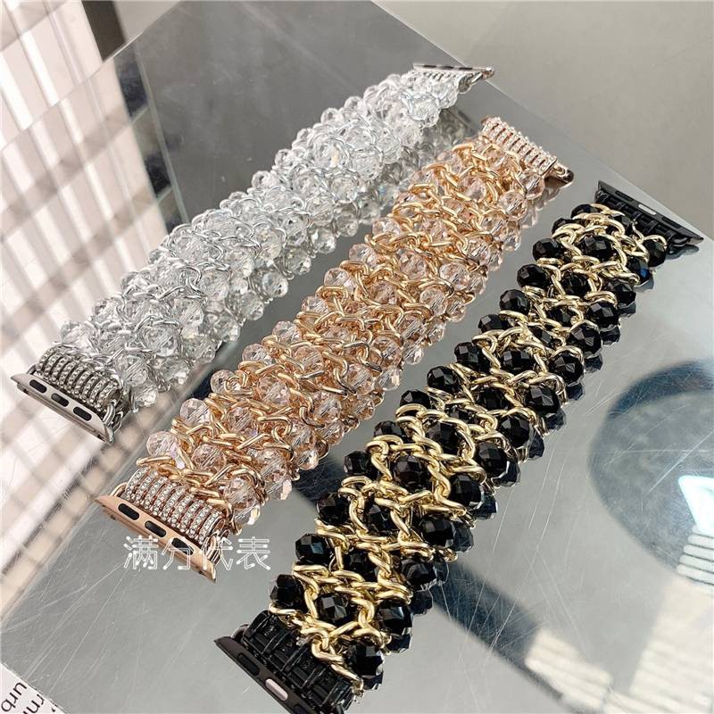 Sang Trọng Dây Đeo Đồng Hồ Thay Thế Bằng Kim Loại Đính Đá Cho iwatch series 8 7 6 5 SE 4 3 2 49mm 41 45 mm 44 40 mm 42 38 mm