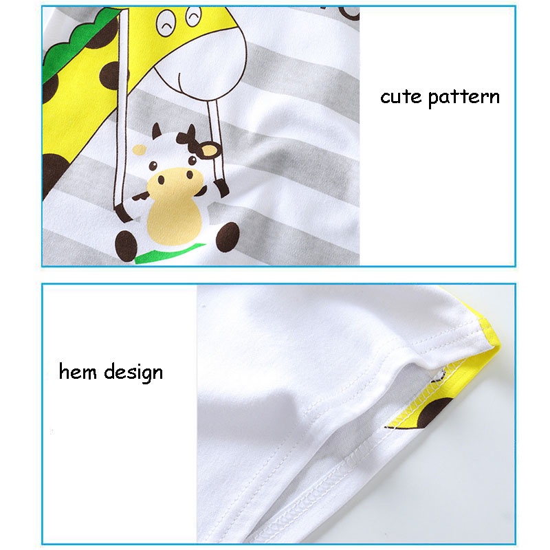 Bộ đồ ngủ SANITKUN 100% cotton tay dài họa tiết hoạt hình đáng yêu cho bé