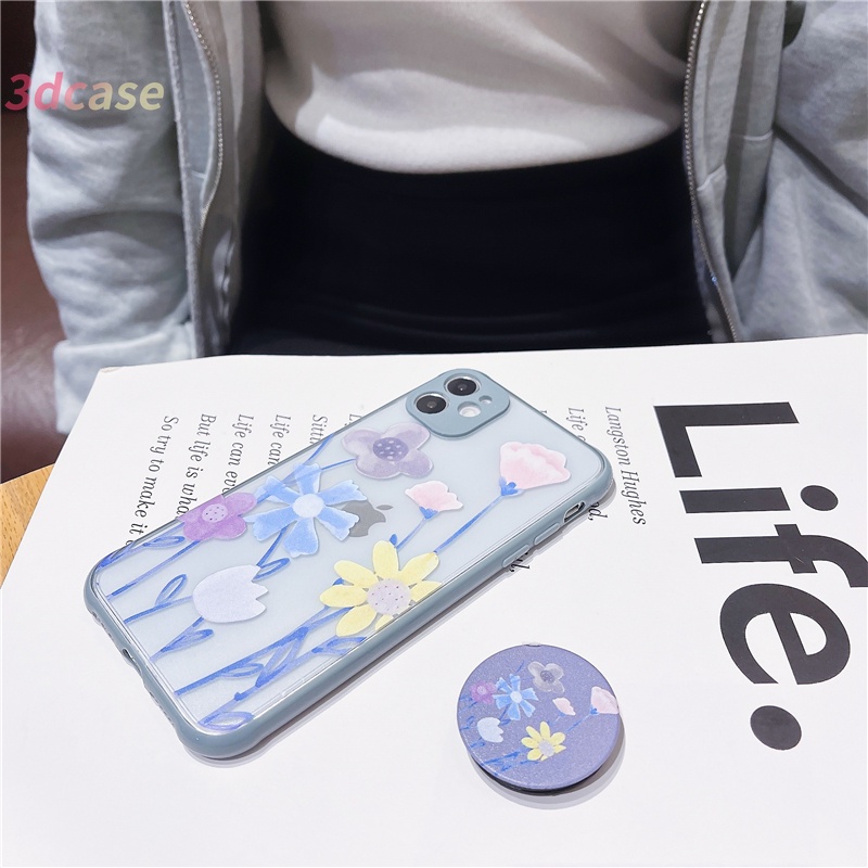 Fashion Blue Flower Skin Feel Case Xiaomi Redmi 9 9C NFC 8 8A PRO 8A Dual 10X Redmi Note 9 8 7 7 PRO 7S With holder