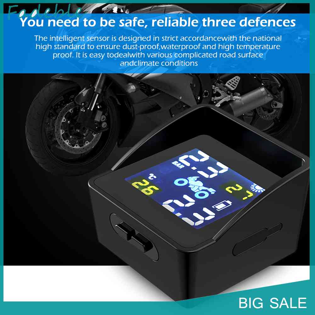 Hệ Thống Báo Động Áp Suất Lốp Xe Máy Năng Lượng Mặt Trời TPMS Với 2 Cảm Biến