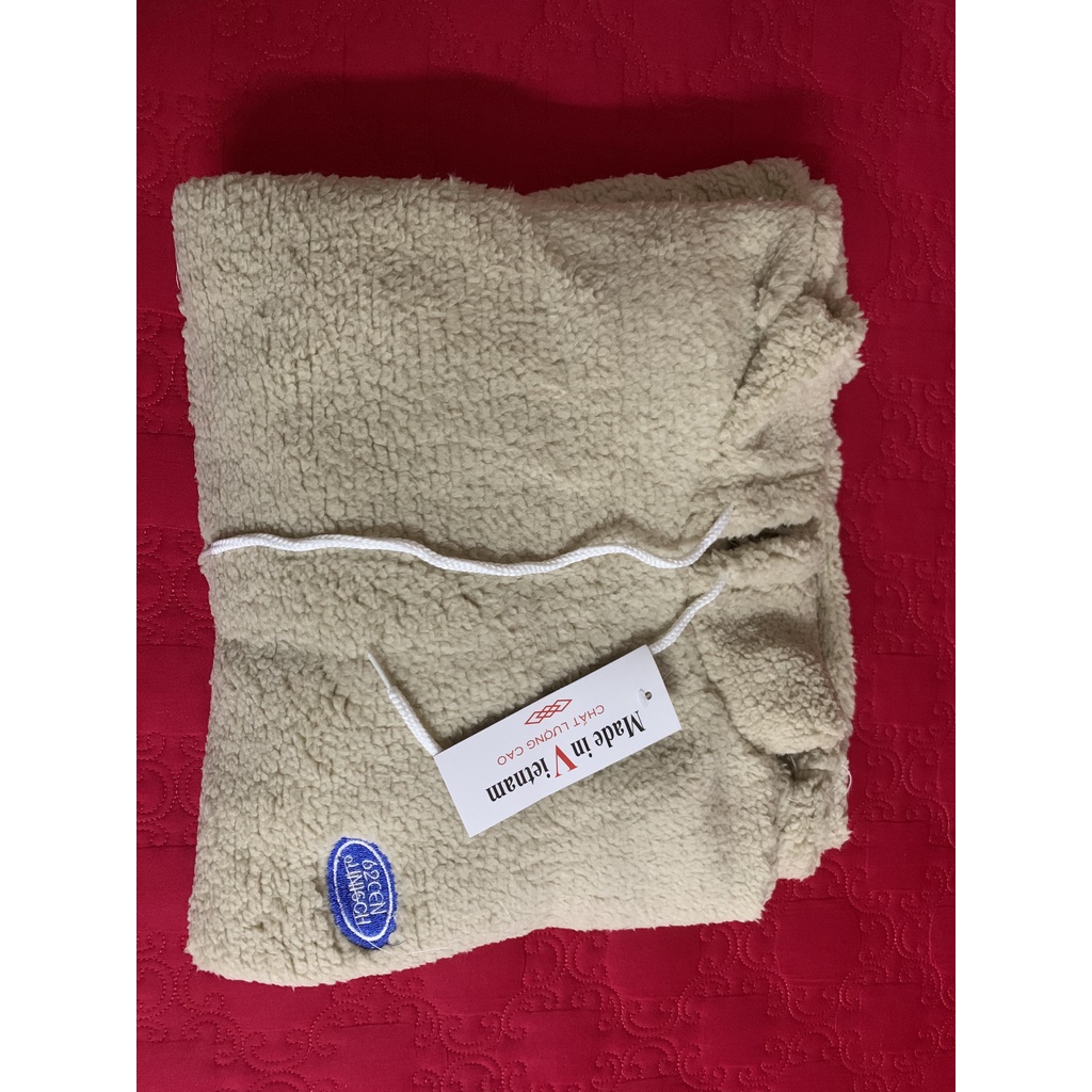 (Ảnh thật) Áo hoodie lông cừu thêu logo nhỏ có mũ Free size