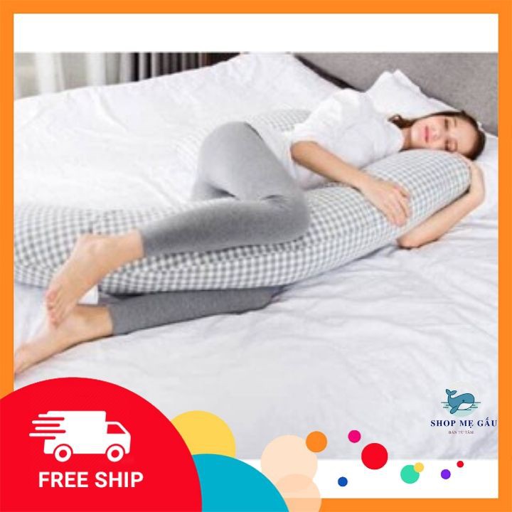 Gối Ôm Bà Bầu MONMON, Gối chữ U Êm Ái Chống Đau Lưng Hàng Cao Cấp