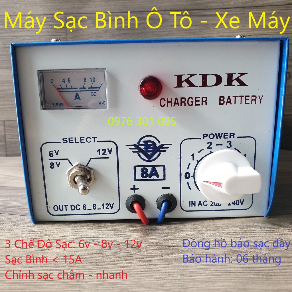 Bộ Sạc Bình Ô Tô - Xe Máy 12A [ 6v/8v/12v ]