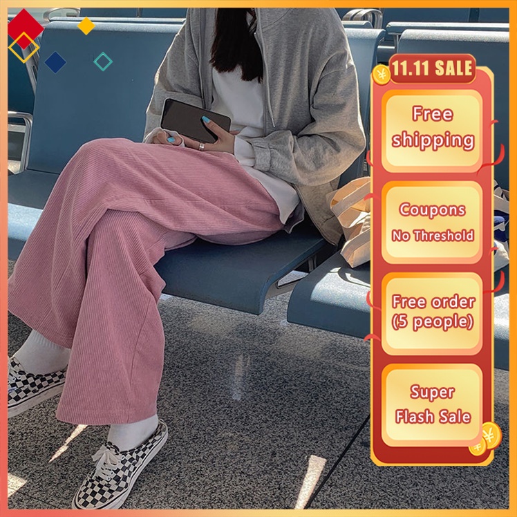 Quần dài nhung kẻ phong cách Hàn Quốc thời trang với 3 màu tùy chọn cho nữ Xiaozhainv