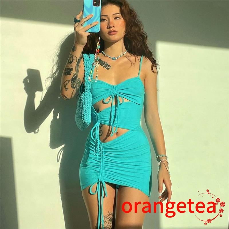 Đầm ôm hai dây màu sắc thời trang quyến rũ cho nữ