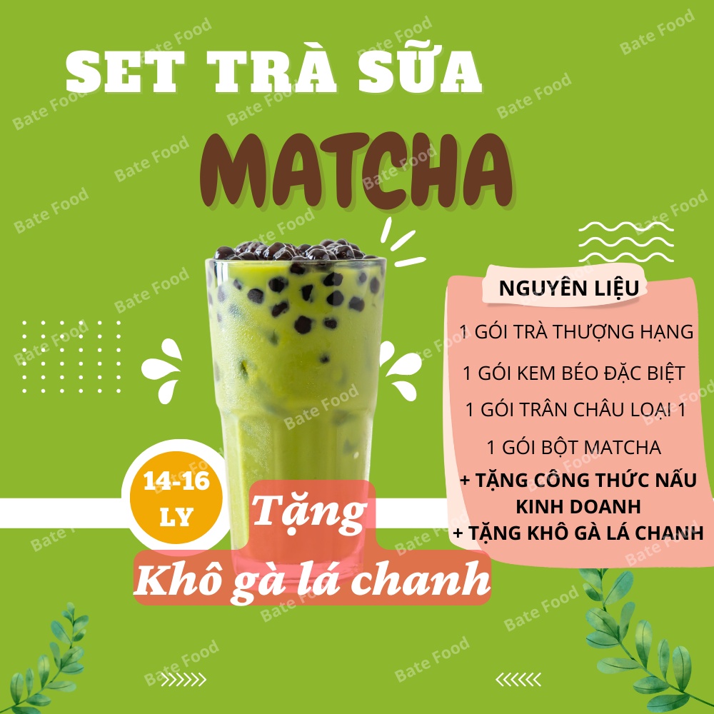 Set Nguyên Liệu Trà Sữa Phúc Long, Matcha, Socola, Khoai Môn Siêu Ngon Thành Phẩm 14-16ly