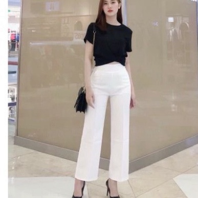 Quần suông ống rộng, ống suông culottes khóa ken bụng,tôn dáng, mầu trắng, đen, be nội y xanh chất đẹp