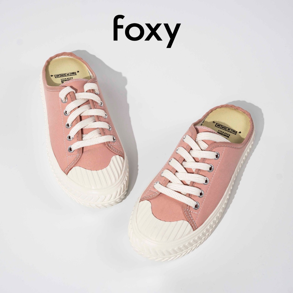 Giày Sục Thể Thao Nữ Dáng Mules Đạp Gót Màu Hồng Dễ Thương Đế Cao 3cm Foxy - FOM004