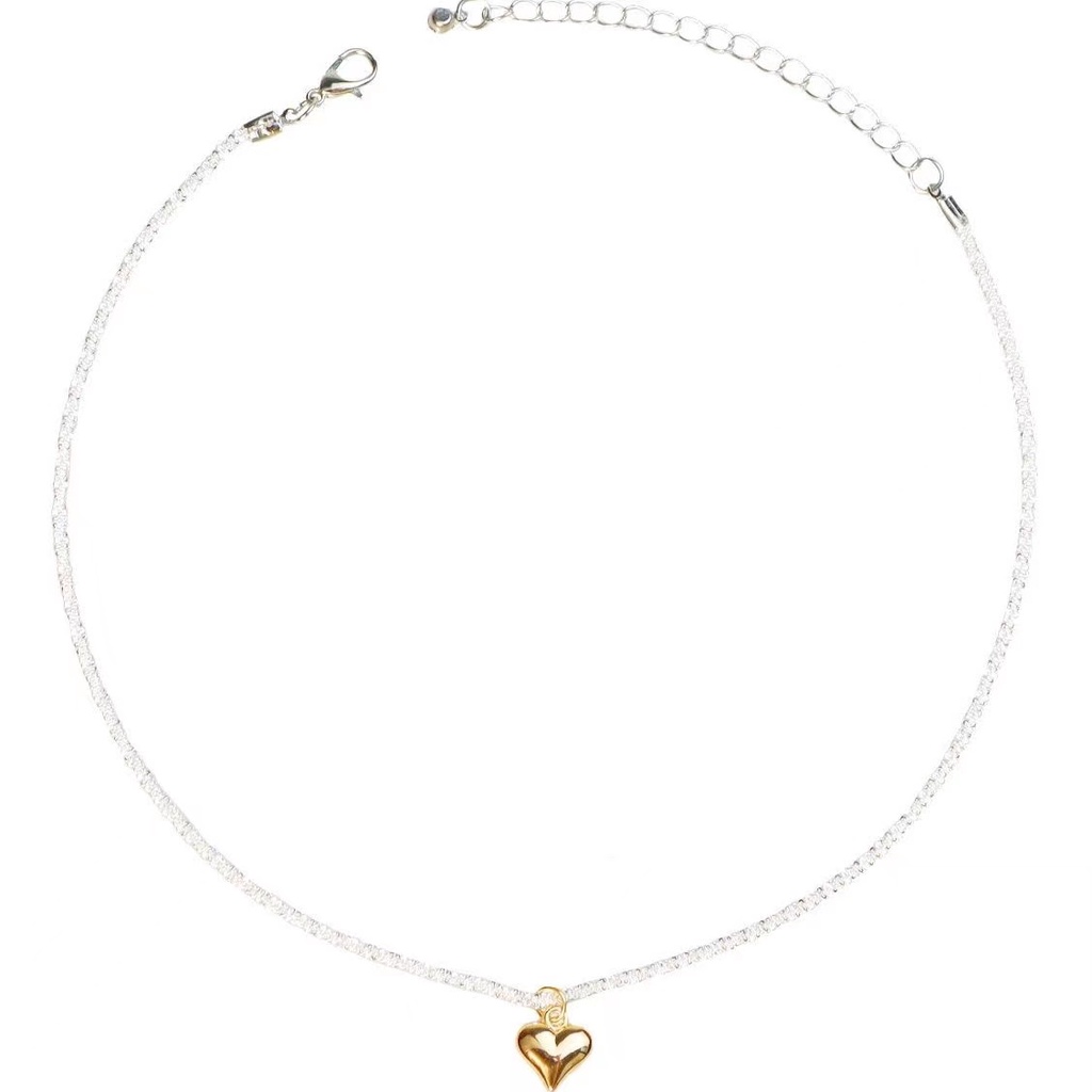 iF YOU Vòng cổ choker   mạ bạc đính ngọc trai hình trái tim thanh lịch cho nữ