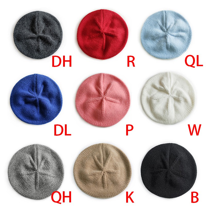 Mũ beret dệt kim phong cách thời trang Pháp dành cho nữ