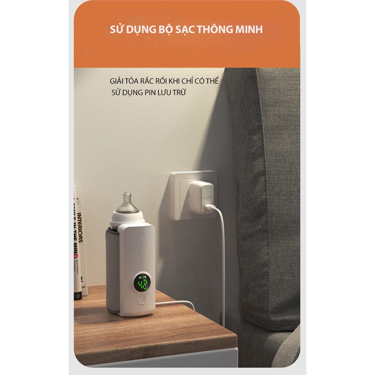 Máy hâm sữa tiệt trùng không dây thông minh phiên bản mới - màn hình kĩ thuật số- 6 mức độ điều chỉnh nhiệt độ