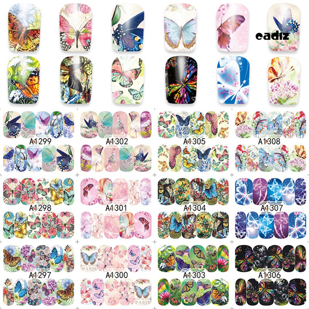 [Hàng mới về] Set 12 tờ miếng dán trang trí móng tiện lợi