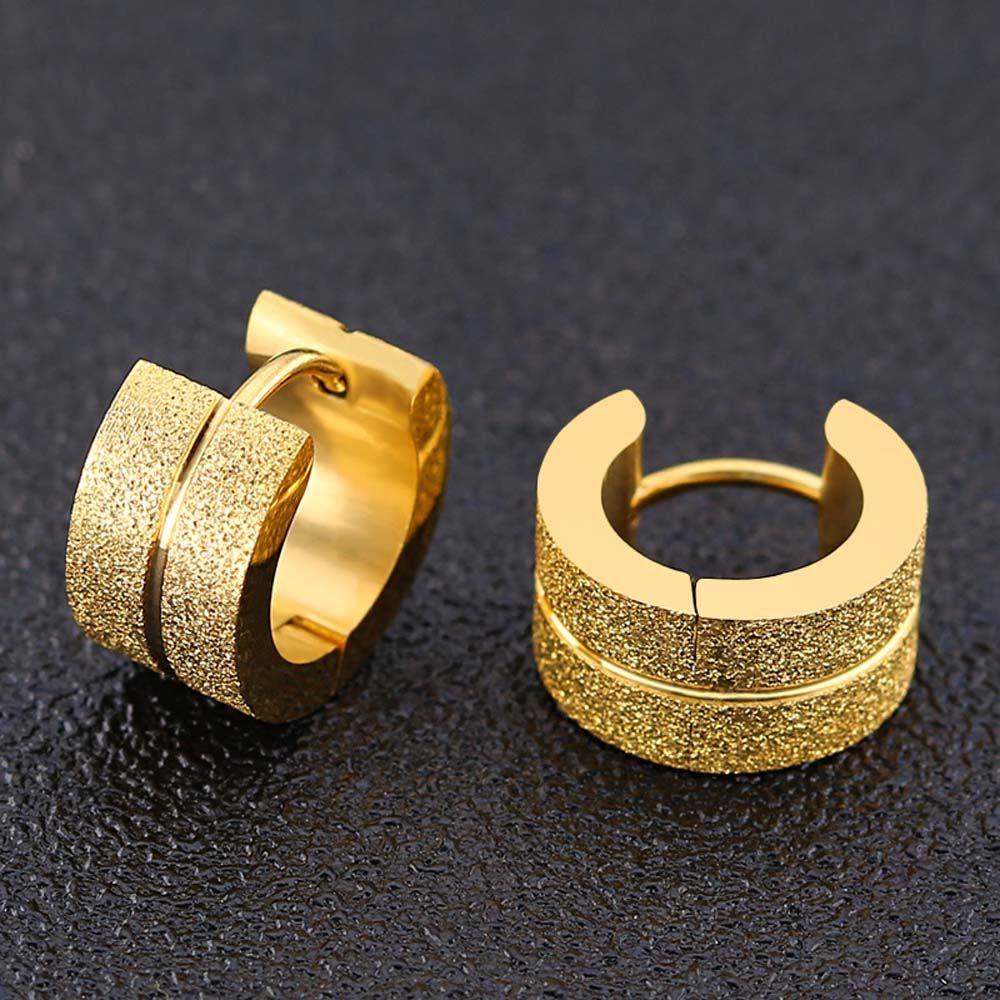 1 Đôi Bông Tai Tròn Phong Cách Punk MXMUSTY|Trang Sức Vòng Tròn Bằng Thép Không Gỉ Màu Sắc Dành Cho Nam Và Nữ