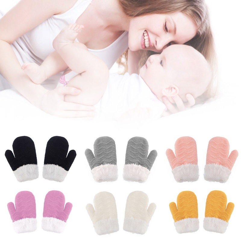 1 Đôi Găng Tay Dệt Kim Phủ Toàn Diện Giữ Ấm Mùa Đông Cho Bé Sơ Sinh
