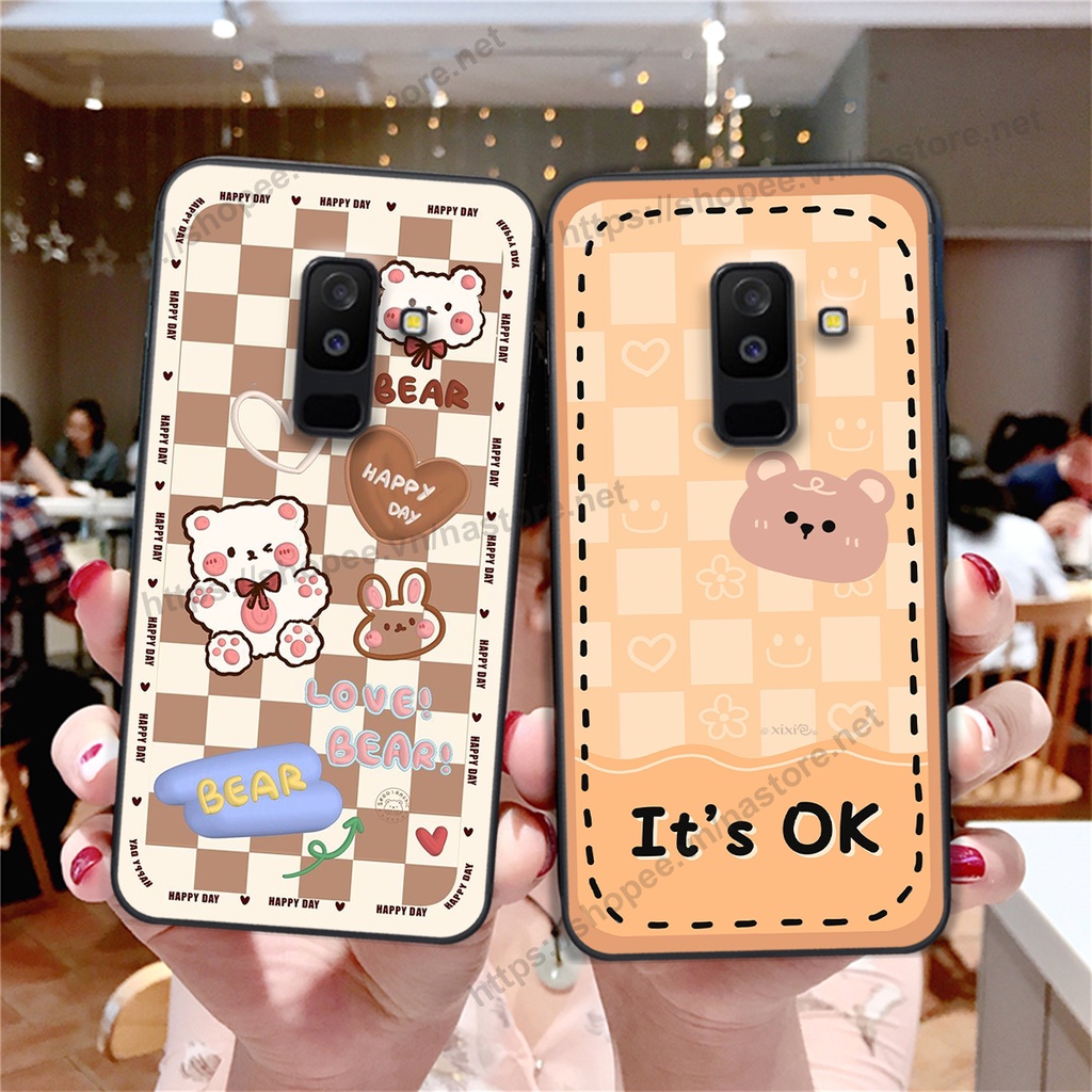 Ốp lưng Samsung J8 trái tim mặt cười, gấu cute thể thao cá tính