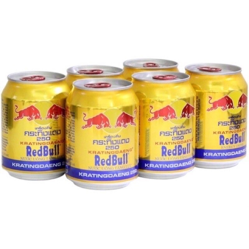 Lốc 6 lon nước tăng lực bò húc Redbull 250ml sản xuất tại việt nam