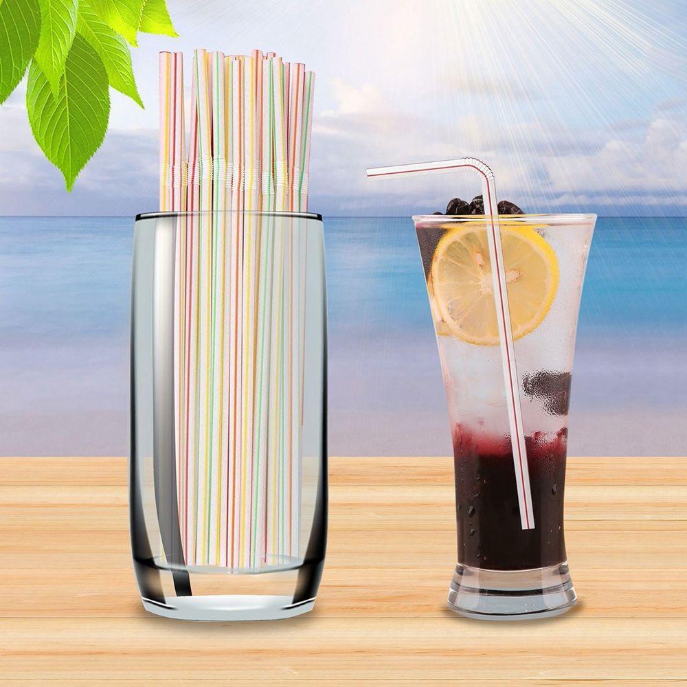 NICKOLAS Ống Hút Dùng Một Lần 21 * 0.6cm Họa Tiết Kẻ Sọc Có Thể Uốn Cong Tiện Dụng Cho Gia Đình