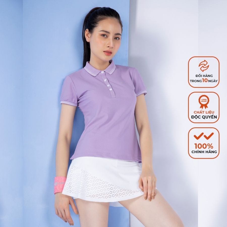 Áo Polo Nữ Nova Livan Sport Màu Tím Kháng Khuẩn Thoáng Khí Không Nhăn Cổ Bo Cao Cấp