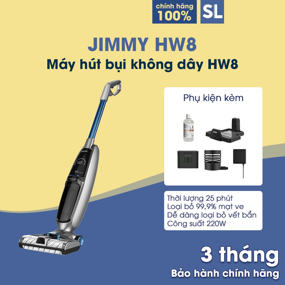 Máy hút bụi lau sàn Jimmy HW8 làm sạch thông minh/ không dây Lực hút 7000Pa Pin tháo rời 2500mAh