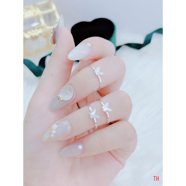 Nhẫn nữ hồ điệp new THJ trơn bóng đẹp chuẩn bạc ta