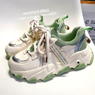 Giày thể thao nữ 💖Loại1💖 Giày ulzzang đế êm cao 5cm 2 màu xám/xanh vải mềm thoáng khí mẫu mới đẹp cá tính năng động